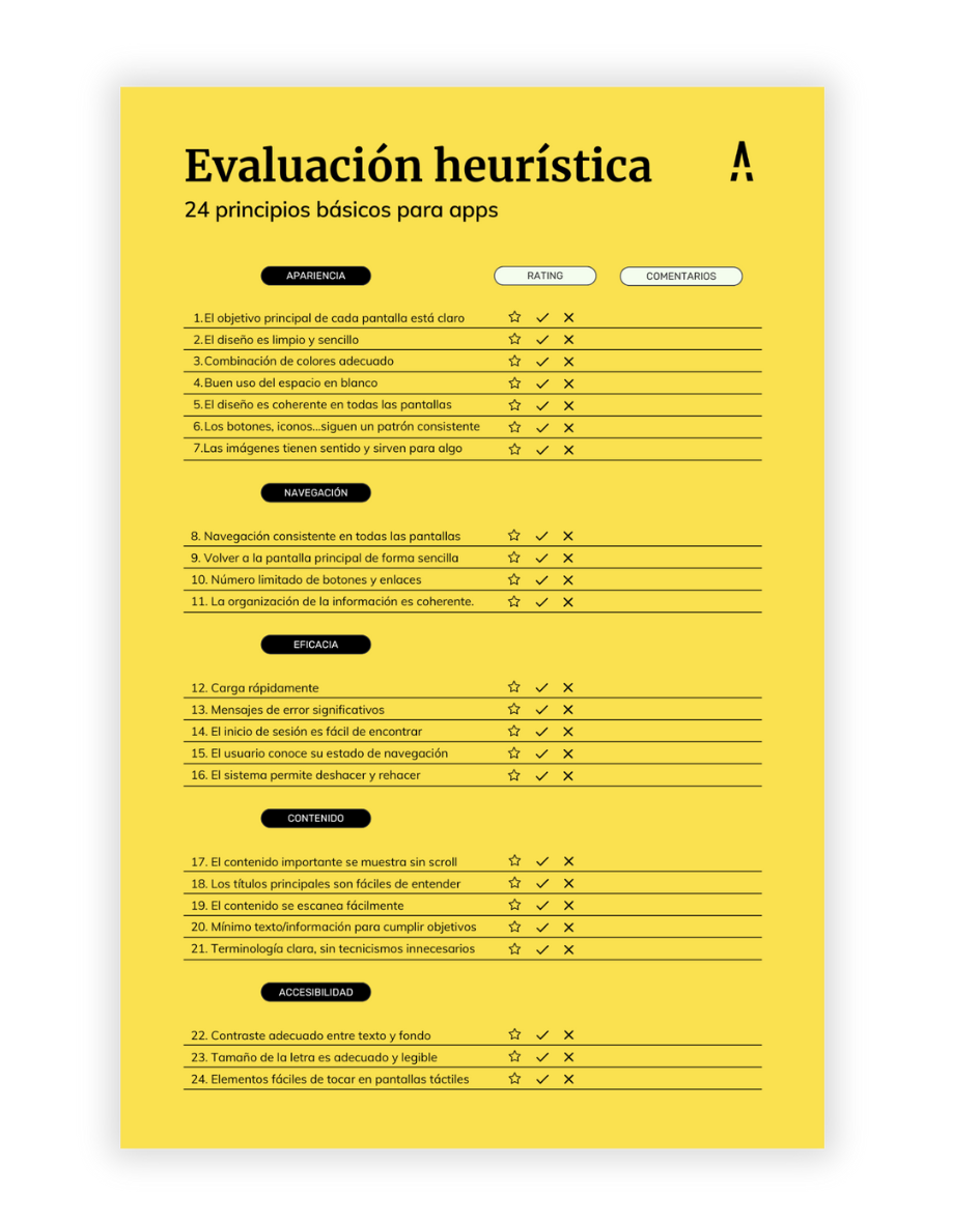 Evaluación heurística para aplicaciones