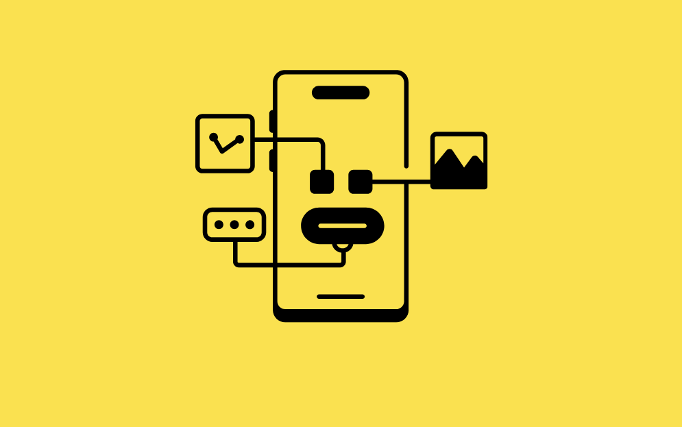 Diagrama de experiencia de usuario mostrando conexiones entre elementos interactivos en aplicación móvil