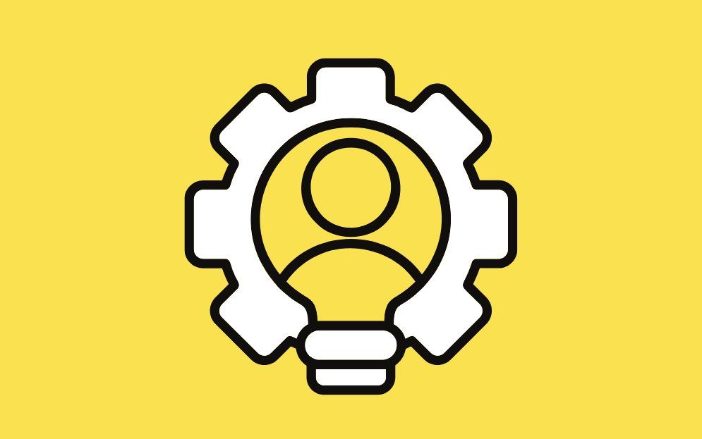 Icono de usuario dentro de un engranaje, representando el crecimiento desde el propio producto (PLG)